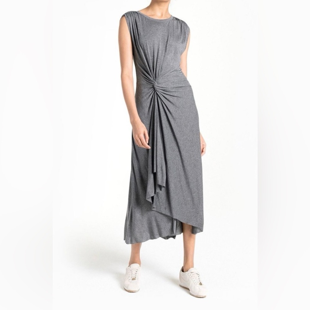 A.L.C. emile cap sleeve knot-front asymmetric dress in grey XS